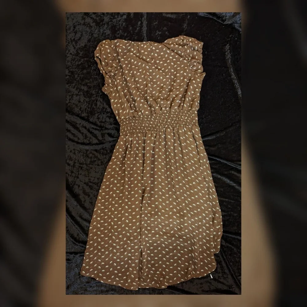 Dots Brown & White Bird Polka Dot Short Sleeve Hi-low Dress - Picture 4 of 5